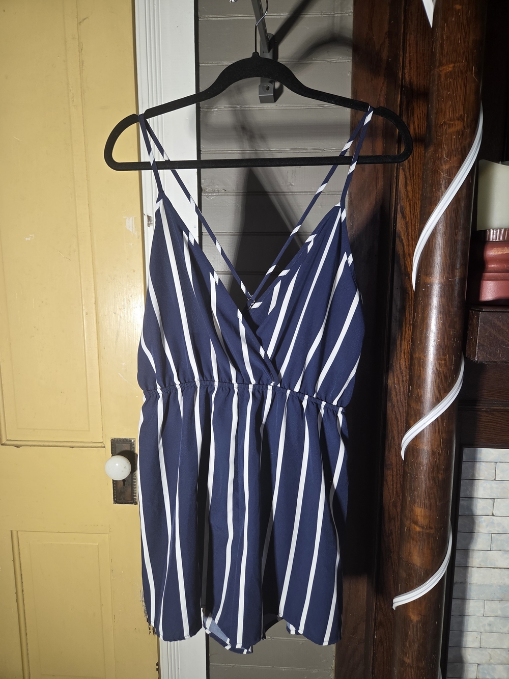 Womans Navy and White Striped One-Piece Romper